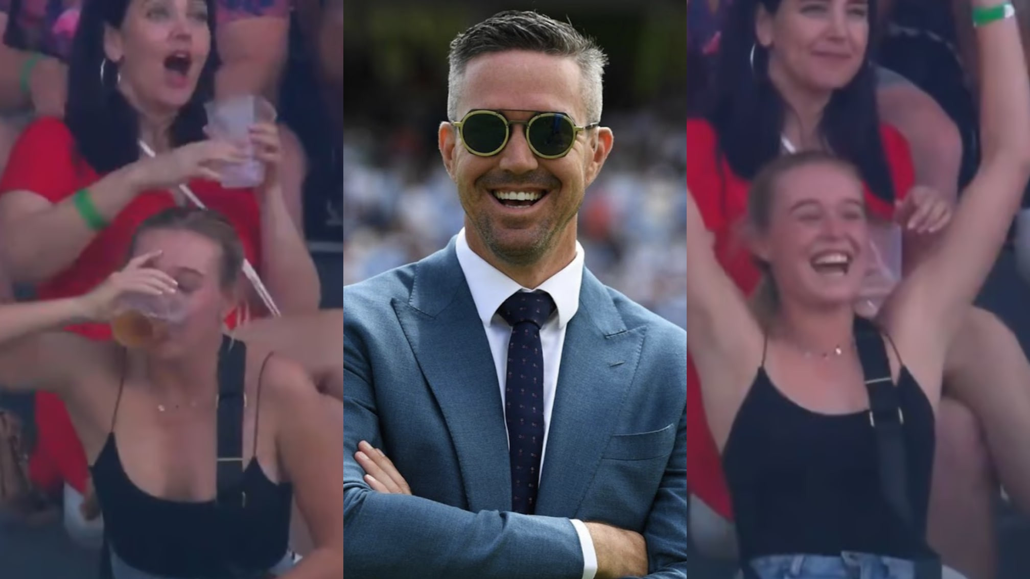 WATCH- ‘Legend’- Kevin Pietersen reacts to viral video of girl fan drinking beer in epic style during SA20 match