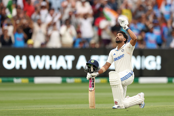 Nitish Kumar Reddy celebrates his maiden Test ton | Getty