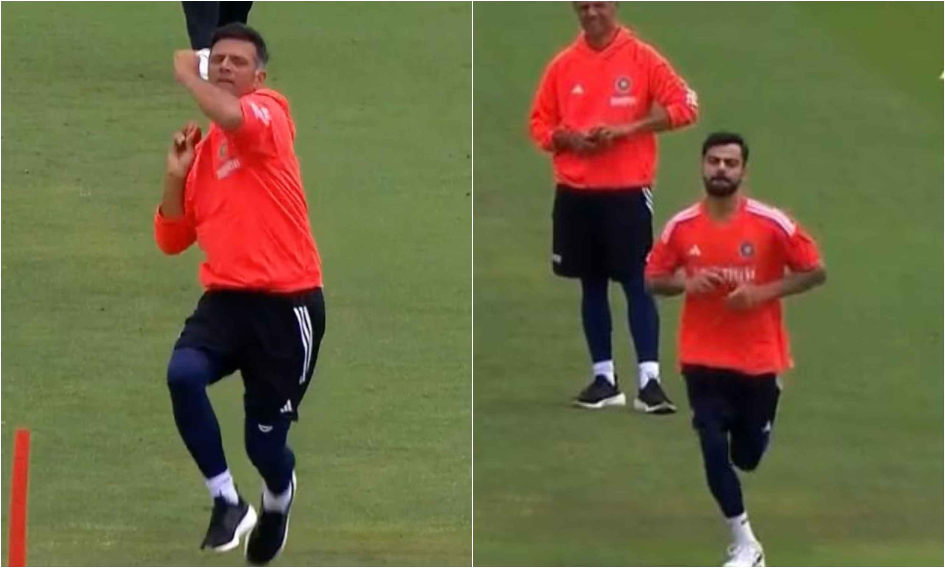 Rahul Dravid and Virat Kohli bowling during training | Star Sports