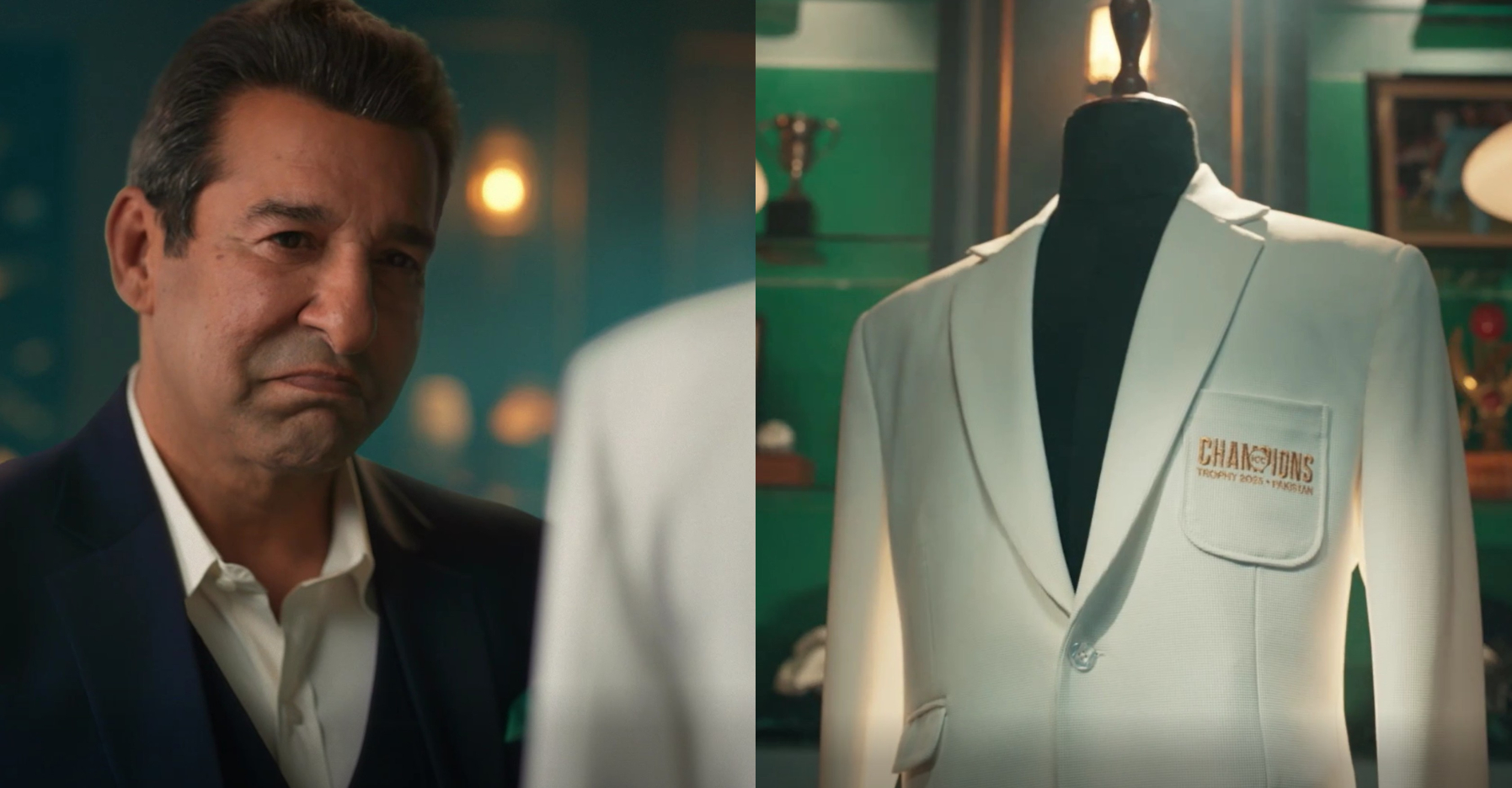 Wasim Akram and CT 2025 white jacket | ICC X