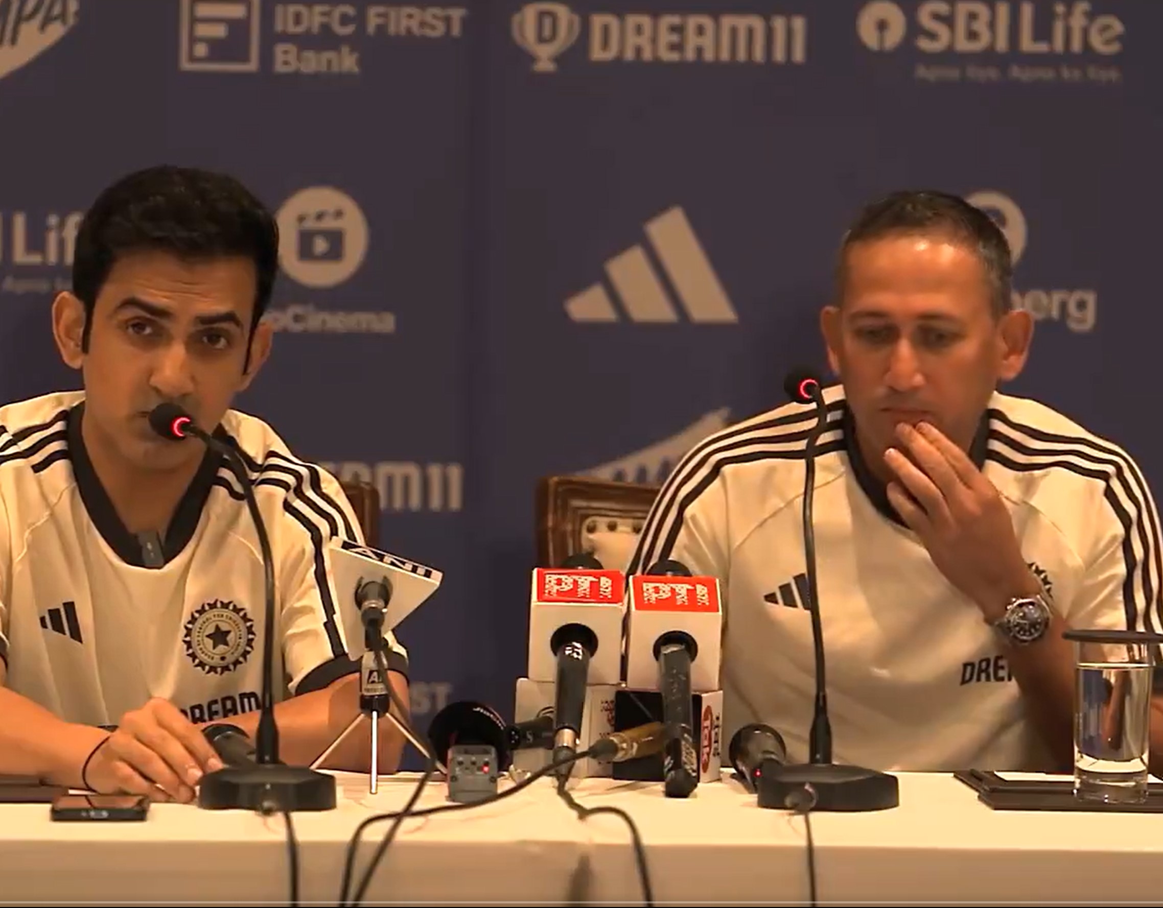 Gautam Gambhir and Ajit Agarkar during presser | BCCI X