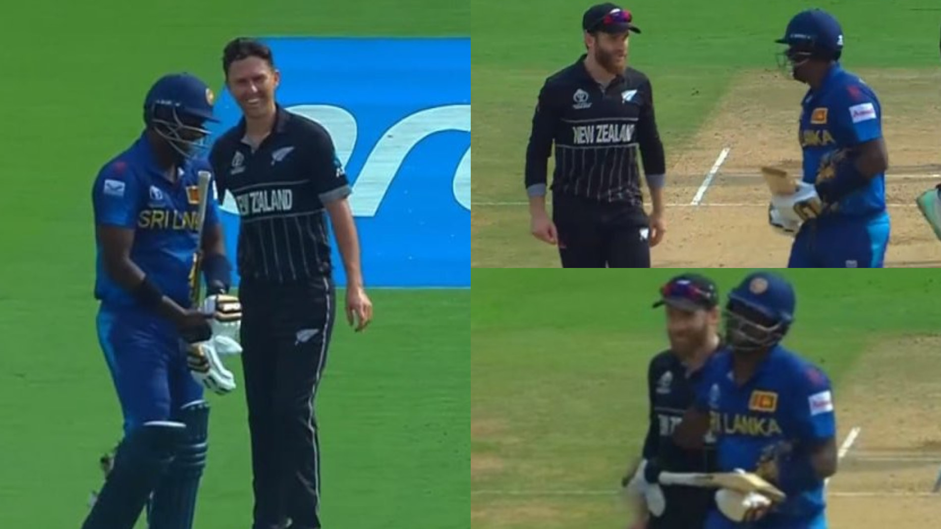 CWC 2023: WATCH- Kane Williamson jokingly asks Angelo Mathews about his helmet as he comes out to bat