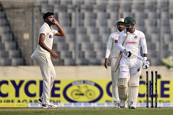 Mohammed Siraj knocked over Litton Das with a ripper | Getty