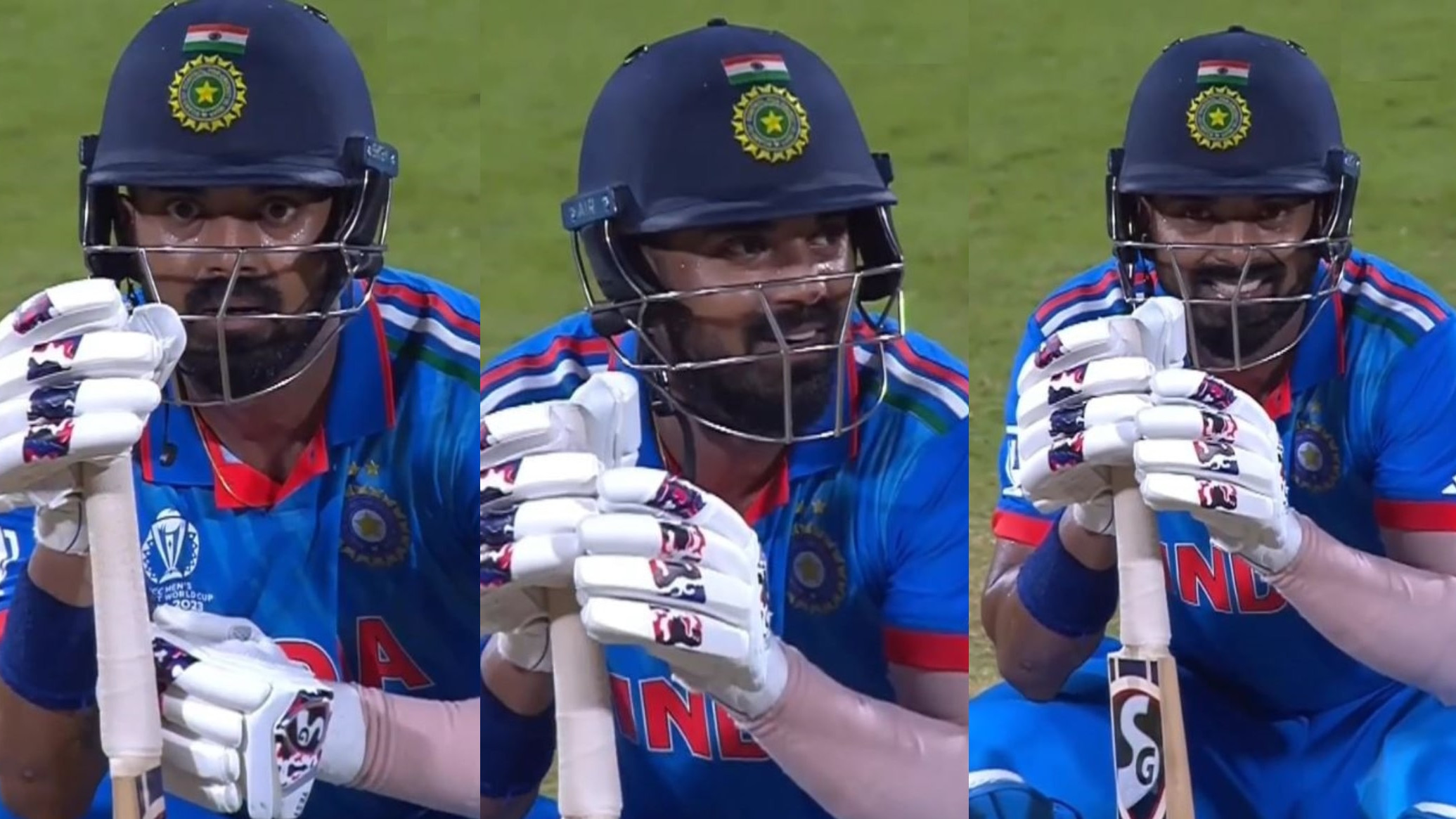 CWC 2023: WATCH- KL Rahul sinks to his knees after hitting a six while trying to hit a boundary in hopes for a ton