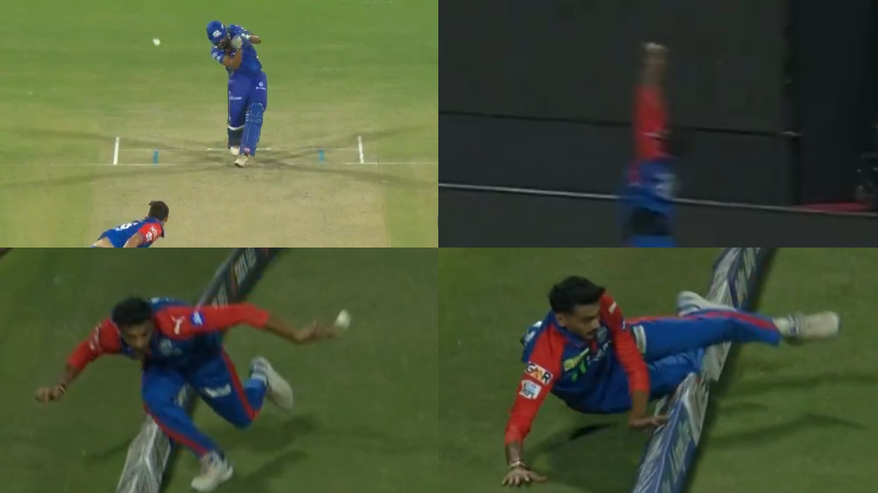 IPL 2025: WATCH- Axar Patel's excellent fielding effort at boundary; catches the ball before releasing it due to imbalance