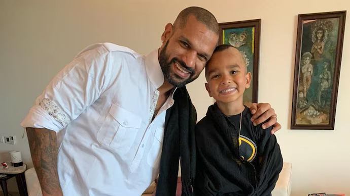Shikhar Dhawan with son Zoraver in happy times | X