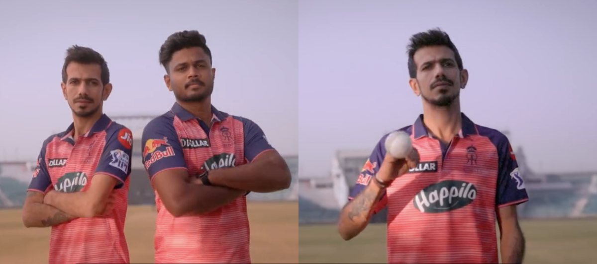 Yuzvendra Chahal and Sanju Samson unveiling the new RR jersey | Twitter