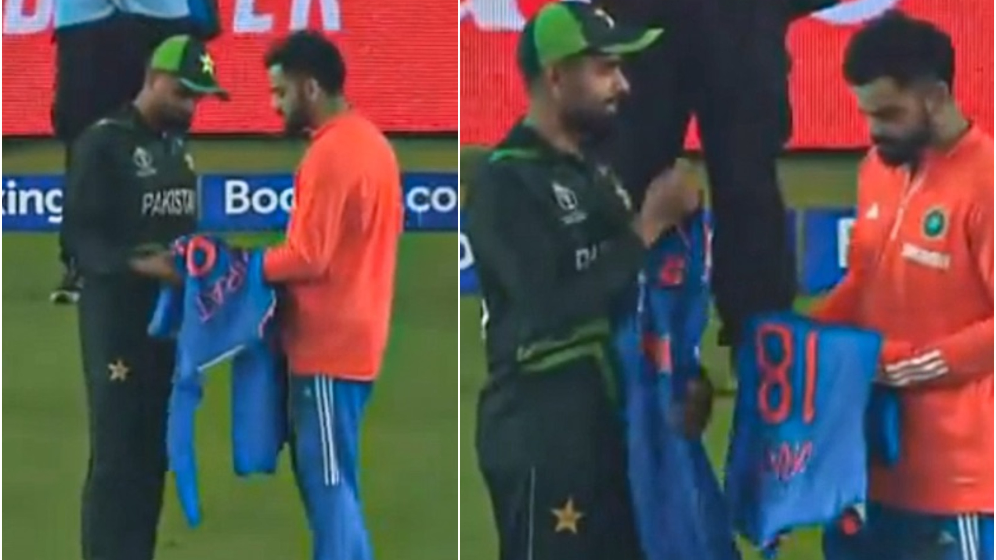 CWC 2023: WATCH – Virat Kohli gifts India jerseys to Babar Azam after the World Cup match in Ahmedabad