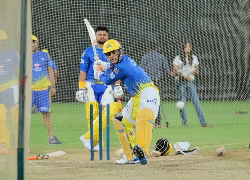 MS Dhoni in CSK nets during training camp | Twitter
