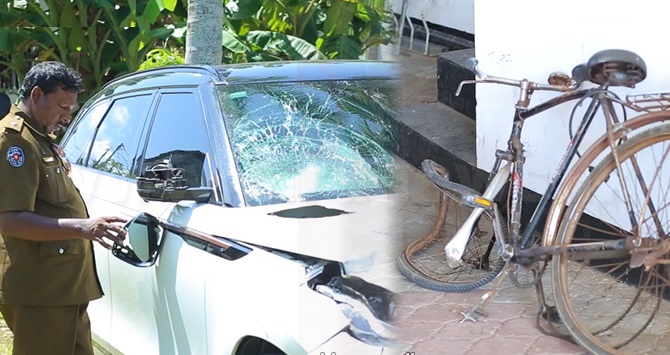 Kusal Mendis' damaged car and cycle of the man that was killed in the accident | Hirunews