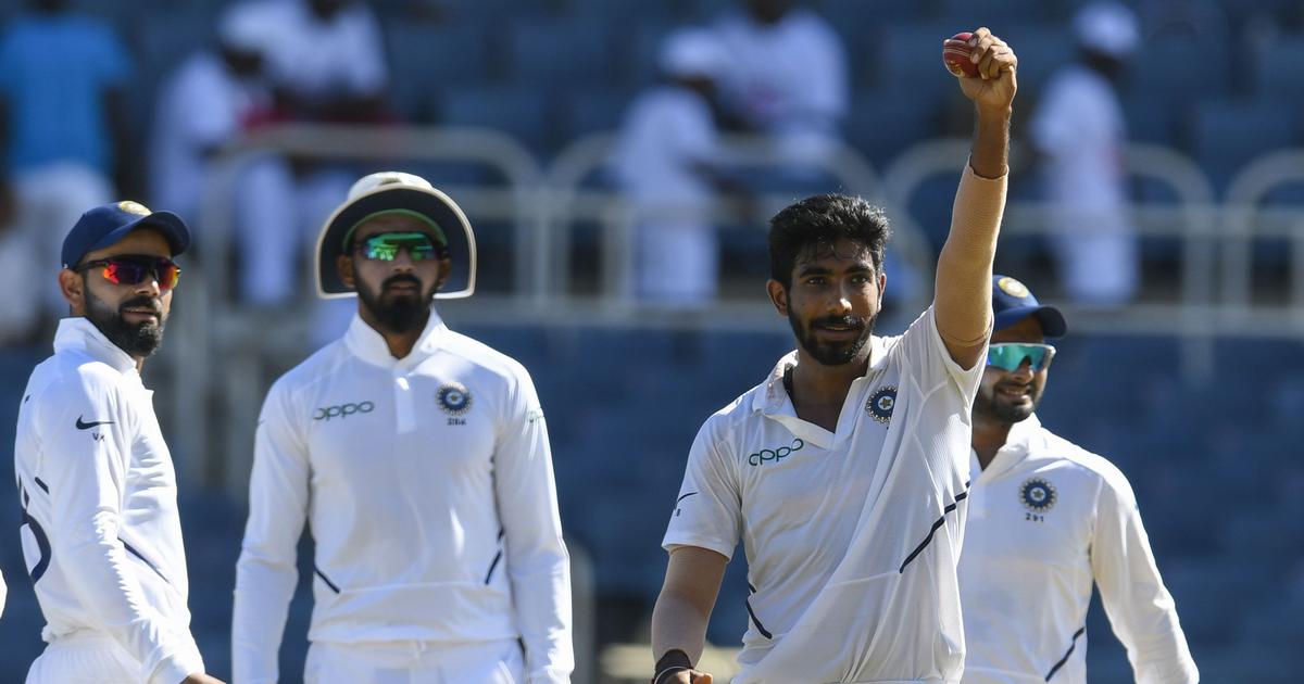 Jasprit Bumrah acknowledges the crowd after taking a five-wicket haul | Getty