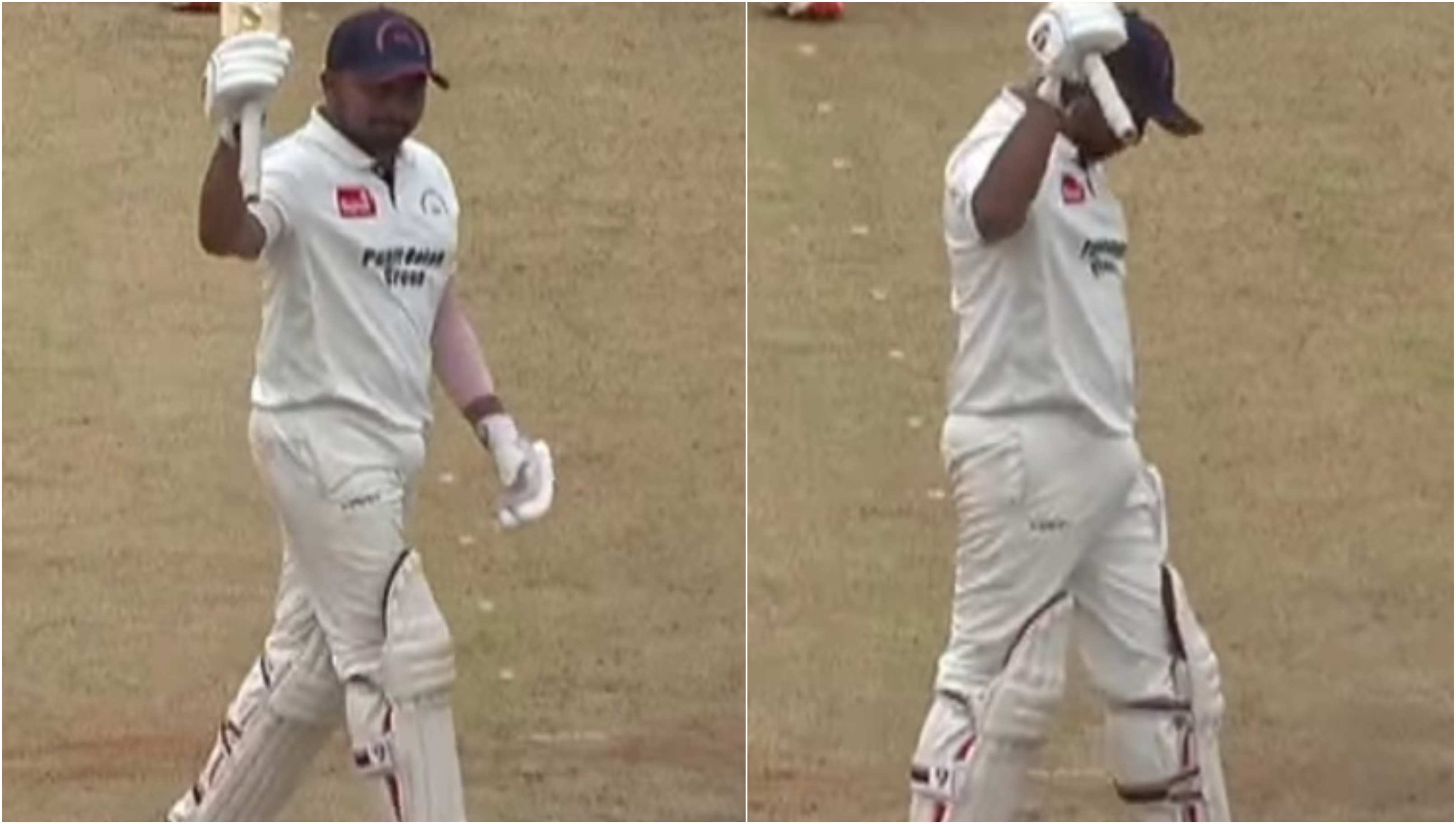 Prithvi Shaw celebrates his century for Maharashtra | X