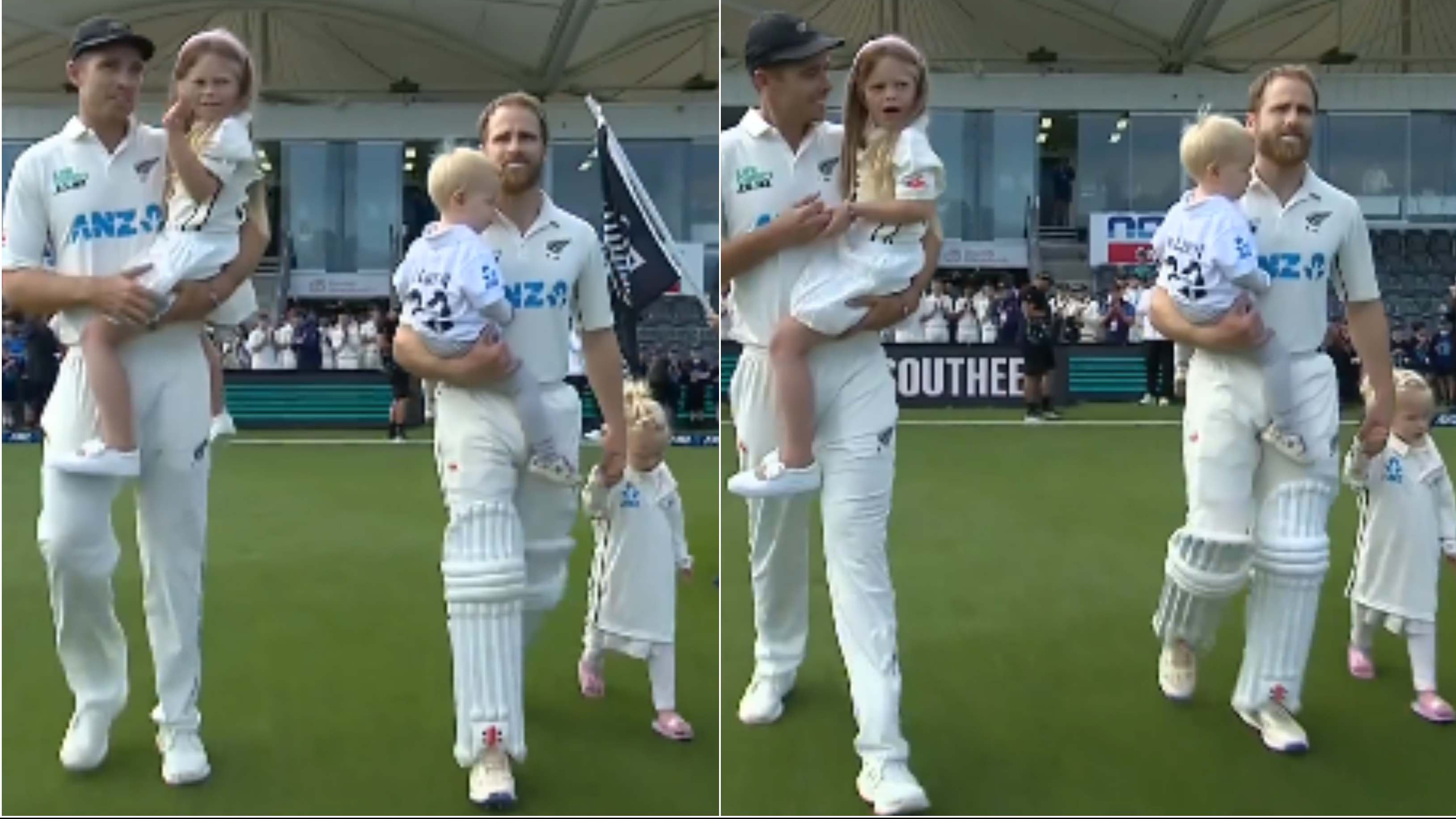 NZ v AUS 2024: WATCH – Kane Williamson, Tim Southee walk out with their kids for momentous 100th Test in Christchurch