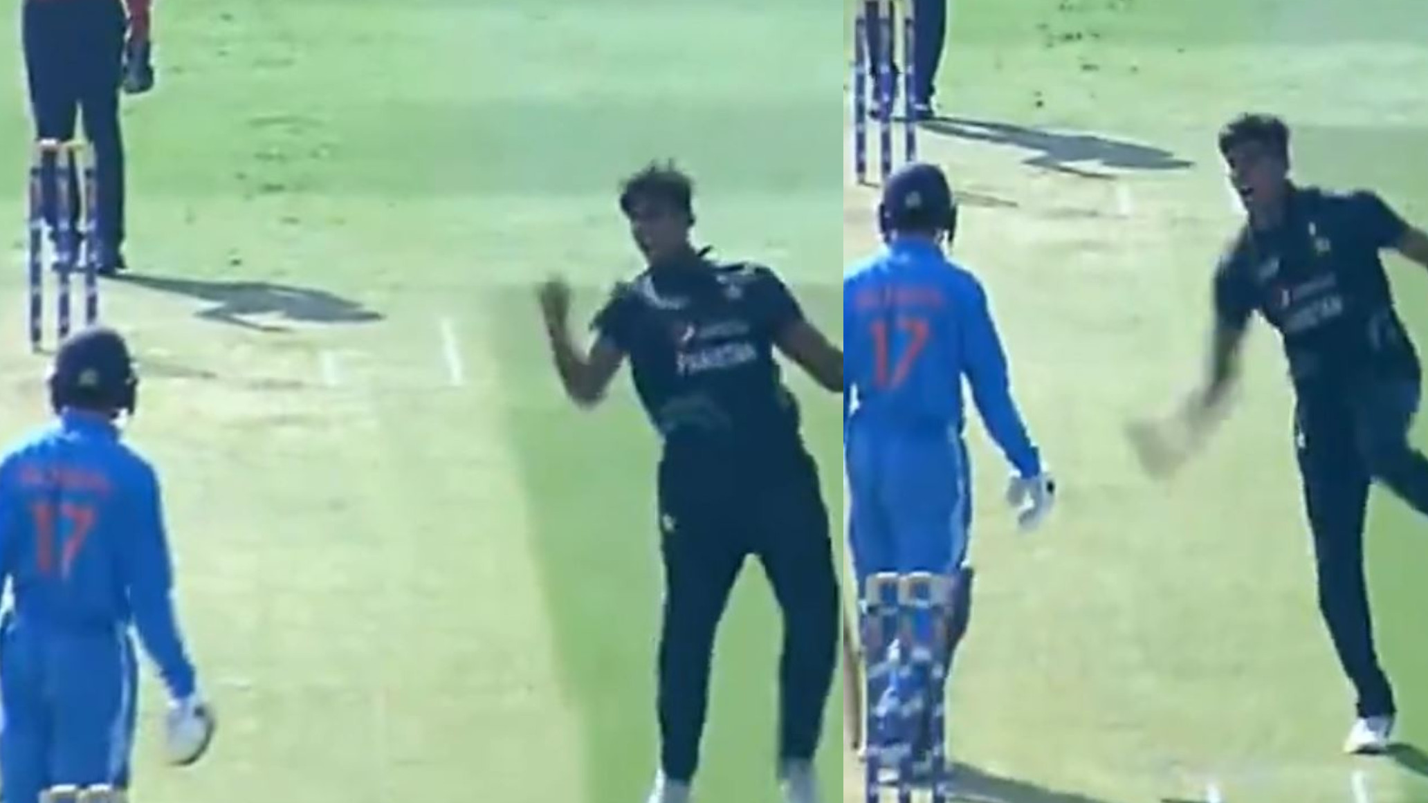 WATCH- Pakistan bowler Mohammad Zeeshan’s aggressive celebration after dismissing Rudra Patel in U19 Asia Cup match