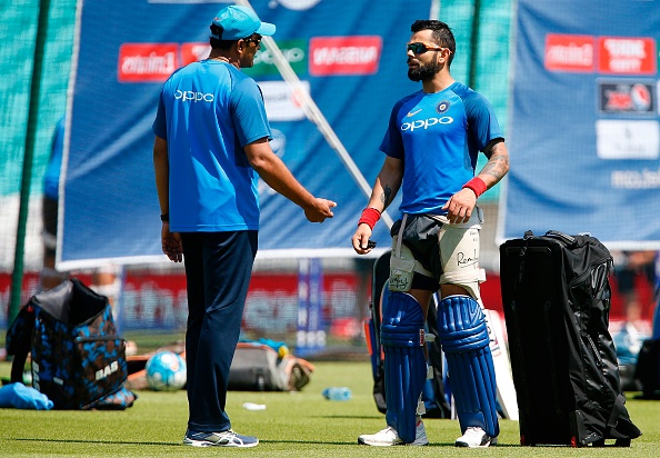 Anil Kumble and Virat Kohli during ICC Champions Trophy 2017 | Getty