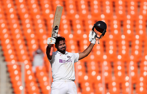 Rishabh Pant celebrate his third and maiden Test ton on home soil | Getty Images