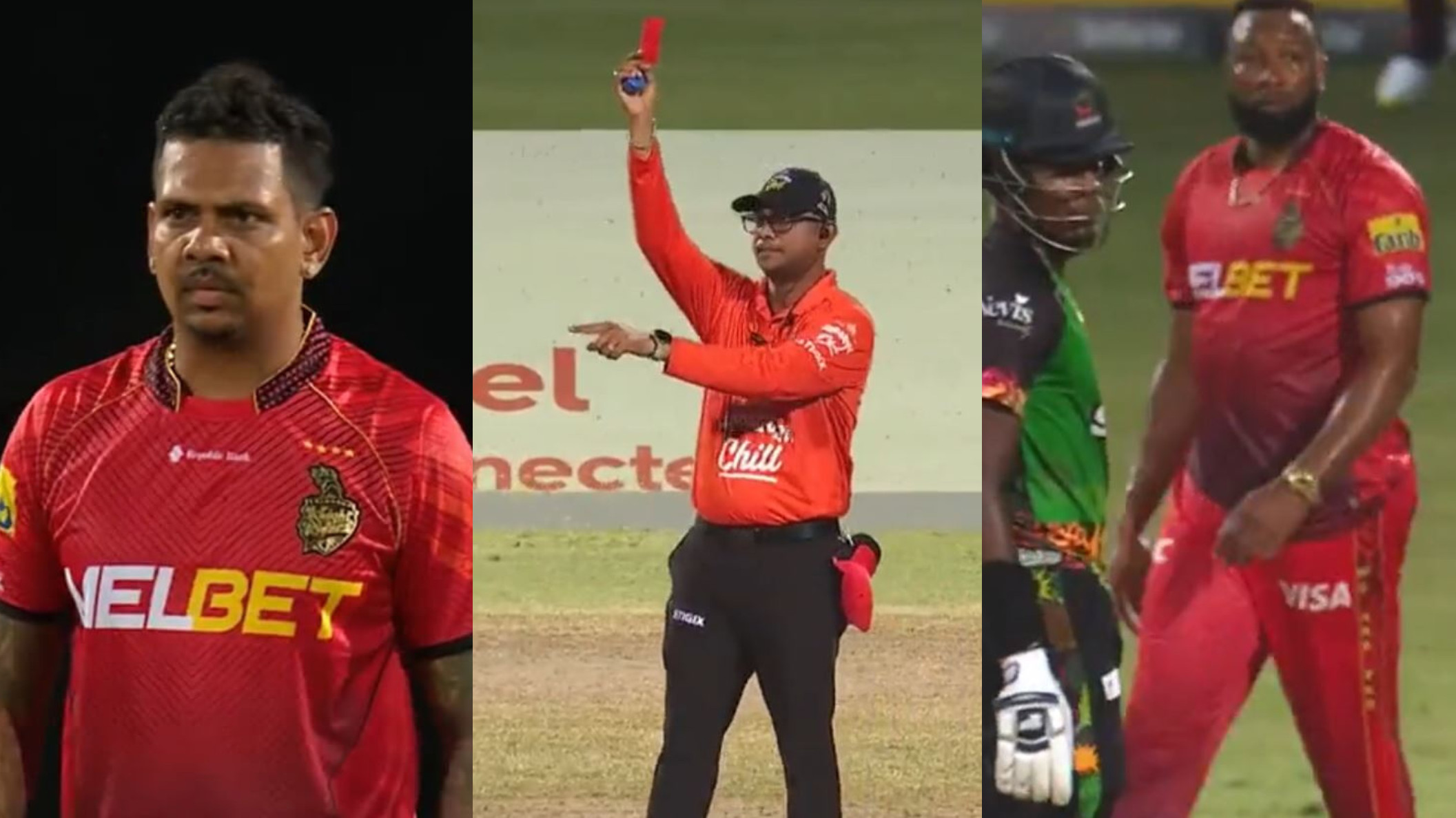 WATCH- Sunil Narine earns first-ever red card in CPL 2023; Pollard calls decision 'absolutely ridiculous'