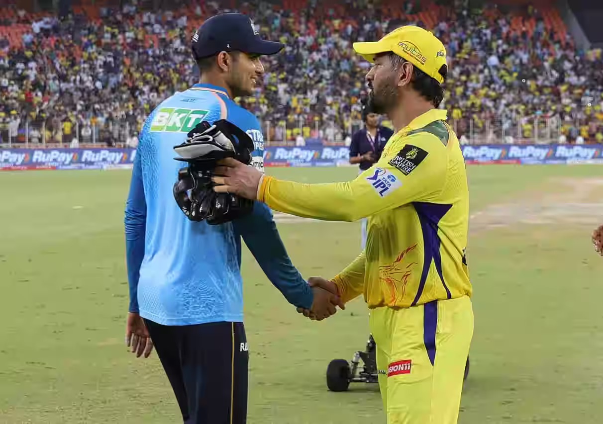 GT's Shubman Gill and CSK's MS Dhoni shake hands | BCCI-IPL