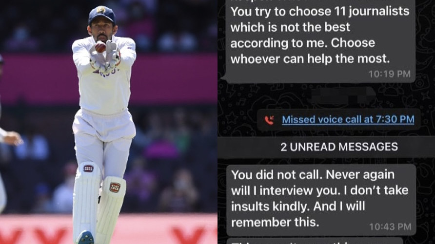 Wriddhiman Saha receives threat from unnamed journalist after an interview request