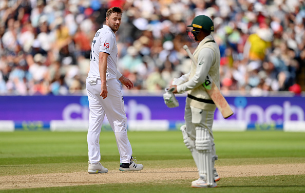 Ollie Robinson exchanging words with Usman Khawaja | Getty