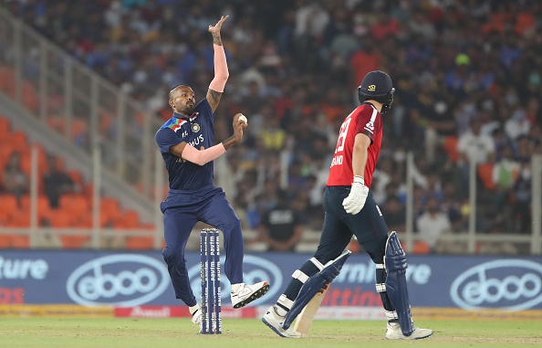 Hardik Pandya bowled full quota of four overs in the second T20I against England | Getty 