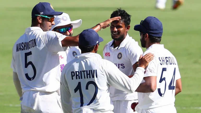 T Natarajan on his Test debut in Brisbane | AP