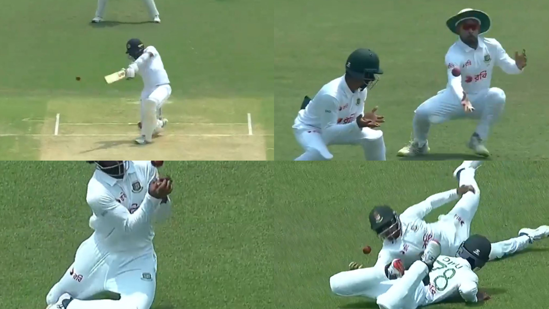 BAN v SL 2024: WATCH- Epic comical gaffe as three Bangladeshi players drop same catch in slips