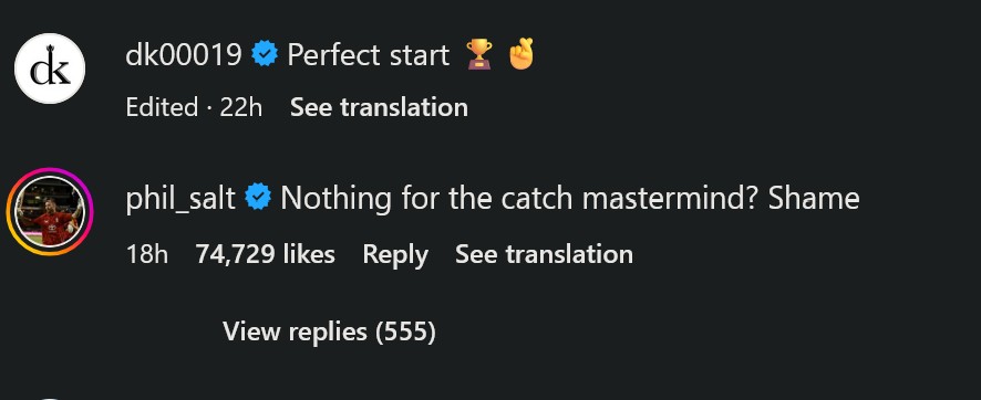 Phil Salt mocked Dinesh Karthik for not including him in RCB win collage  | Instagram
