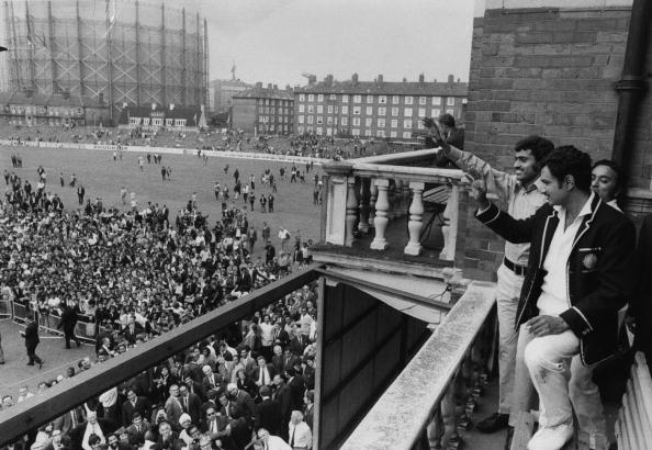 Ajit Wadekar and Bhagwath Chandraserhar wave to cheering crowds at the Oval | Getty
