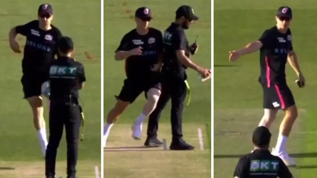 Tom Curran's run in with the umpire during BBL 13 | X