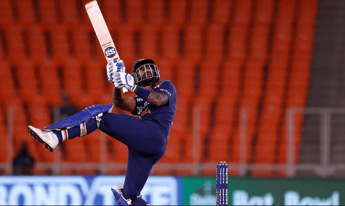 Suryakumar Yadav launched a big six off his first international ball | AP