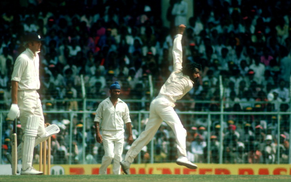 Chandrasekhar in action against Tony Greig's England | Getty