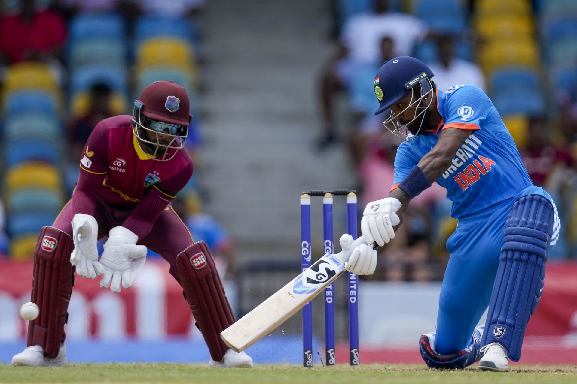 Hardik Pandya scored 77 runs in the five-match T20I series against the West Indies | Getty