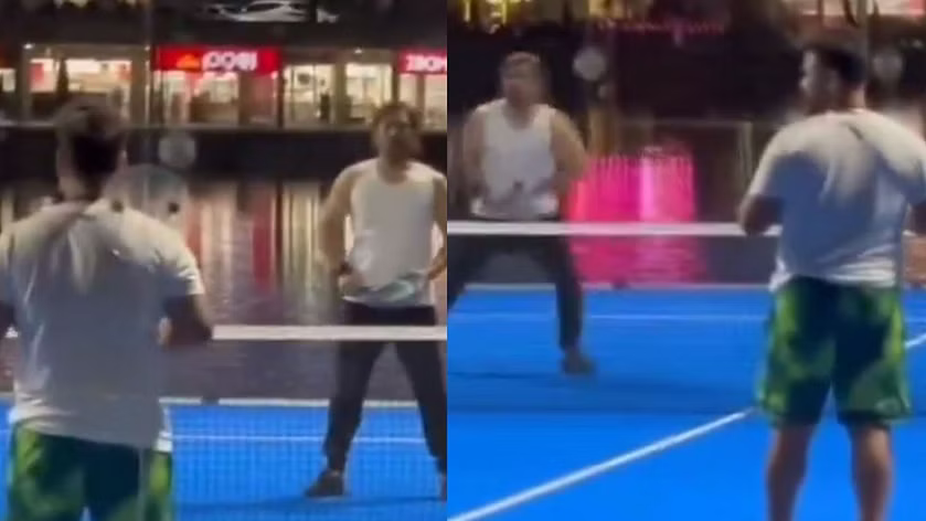 WATCH- MS Dhoni and Rishabh Pant play tennis in Dubai after IPL 2024 auction