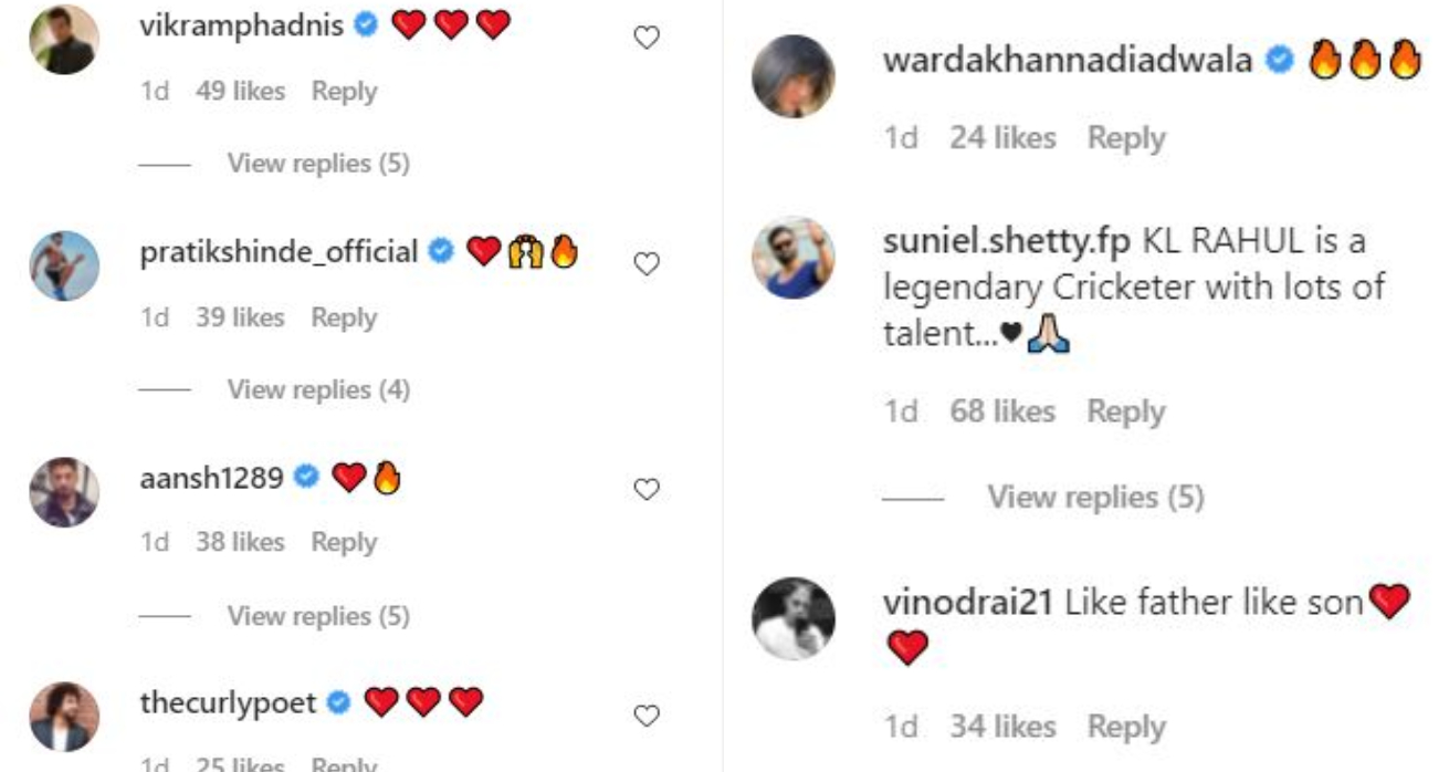 Suneil Shetty's Instagram comments section
