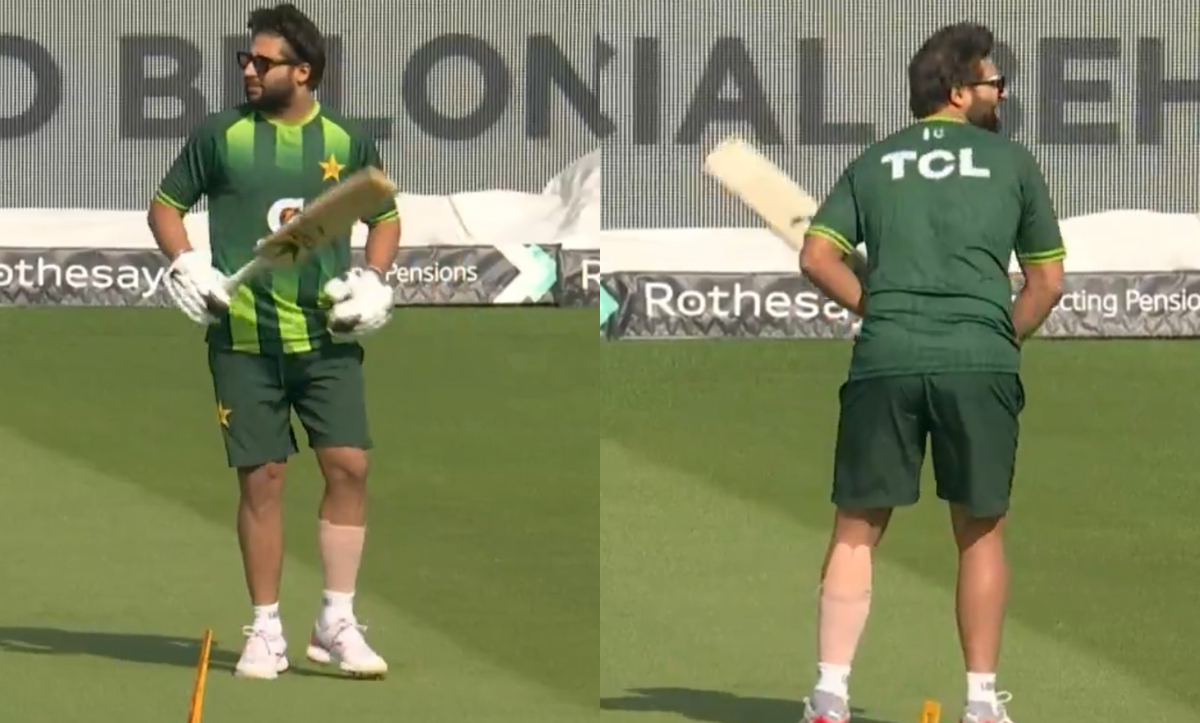Imam Ul Haq was seen knocking a few balls while hobbling with a taped up calf | Sky Sports X