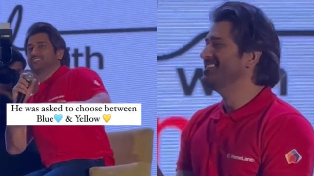 WATCH: MS Dhoni picks between Blue and Yellow; his smartness once again wins hearts