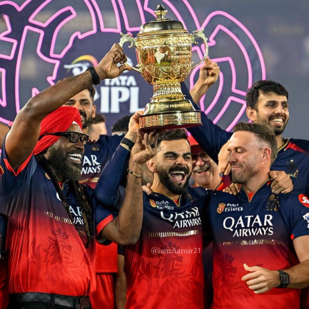 Chris Gayle, Virat Kohli and AB de Villiers celebrate RCB's IPL 2025 win | BCCI-IPL