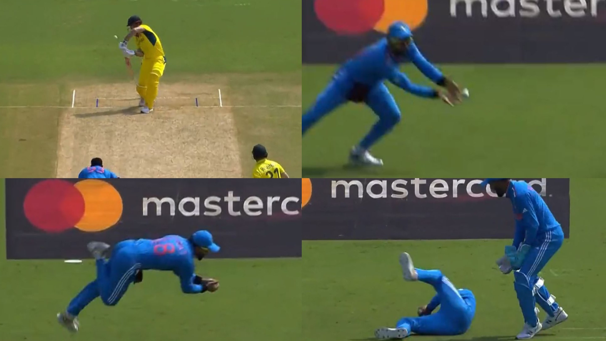 CWC 2023: WATCH- Virat Kohli’s terrific diving catch in slips sends back Mitchell Marsh for a duck