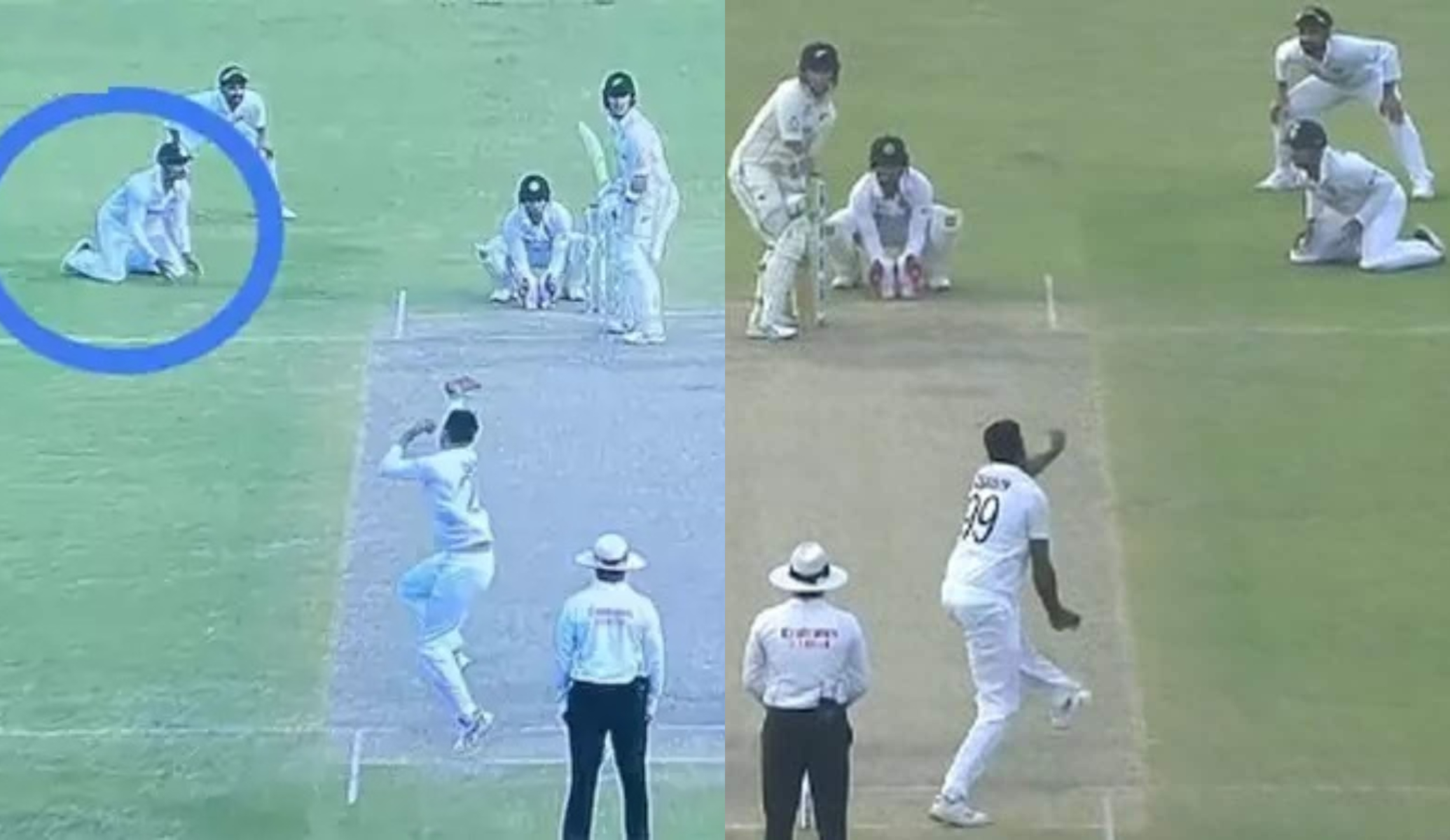 Mayank Agarwal on his knees at second slip | Twitter
