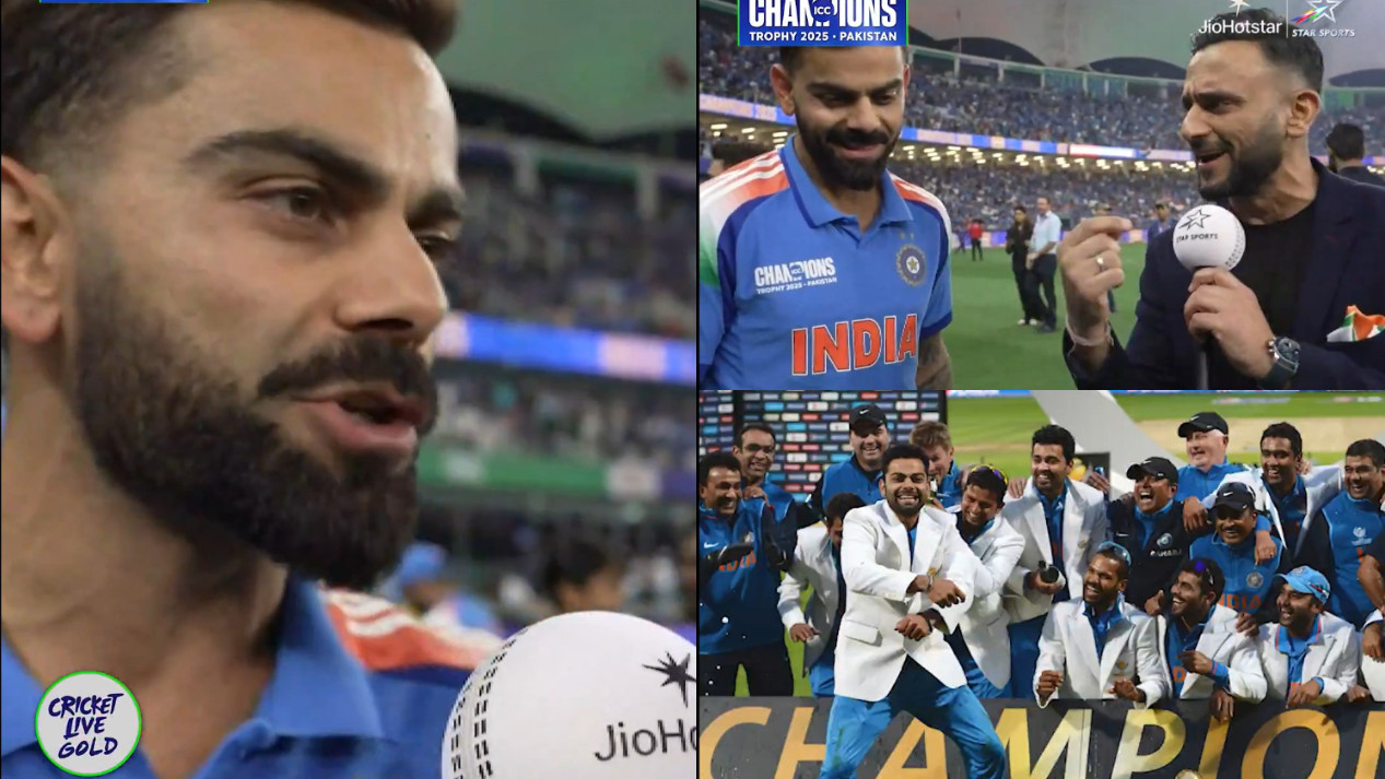CT 2025: WATCH- Virat Kohli smilingly declines to do Gangnam dance and pushup celebrations after India’s title win