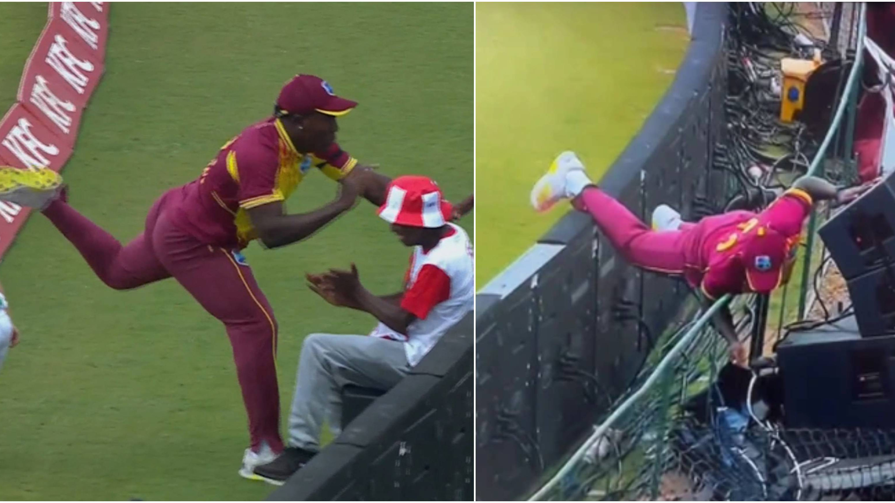 SA v WI 2023: WATCH – Rovman Powell hurts himself while saving a ball boy from serious injury during 2nd T20I