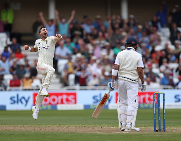 James Anderson celebrating Virat Kohli's wicket | Getty