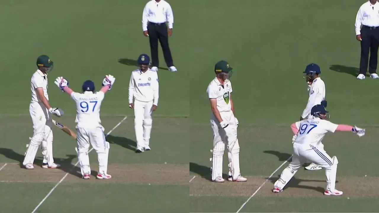 Sarfaraz Khan funnily appealed for hit the ball twice dismissal | X