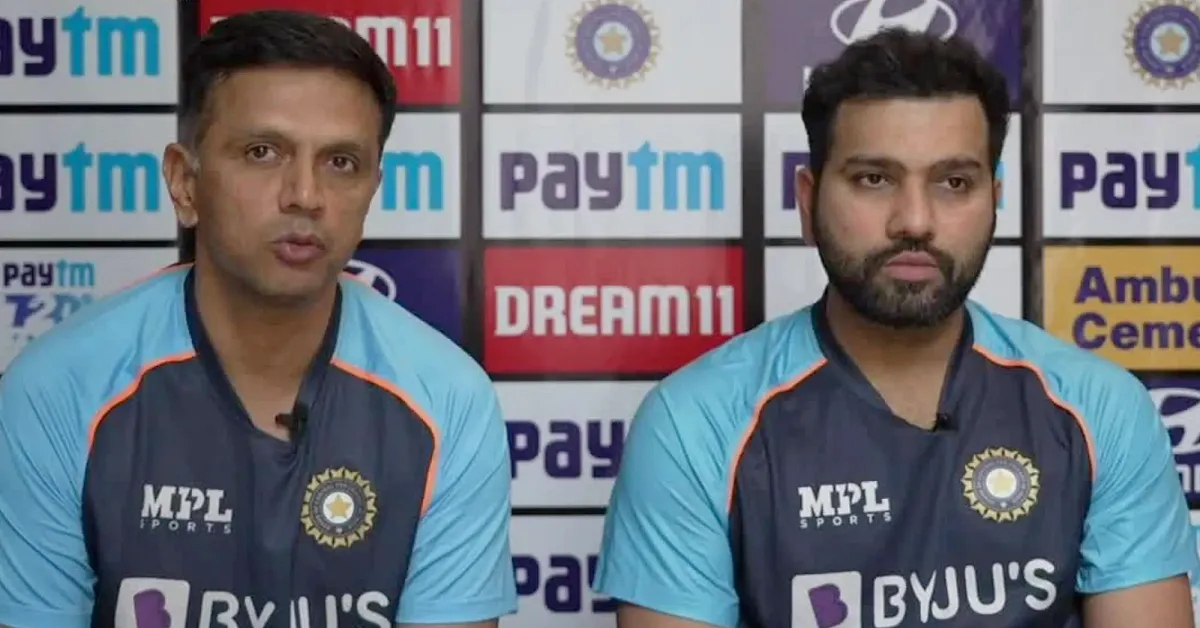 New India head coach Dravid and new T20I captain Rohit during a presser | BCCI