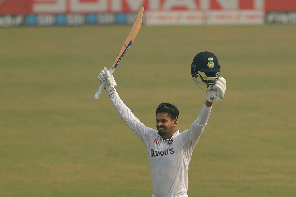 Shreyas Iyer celebrates his debut Test century vs NZ | GBCCI