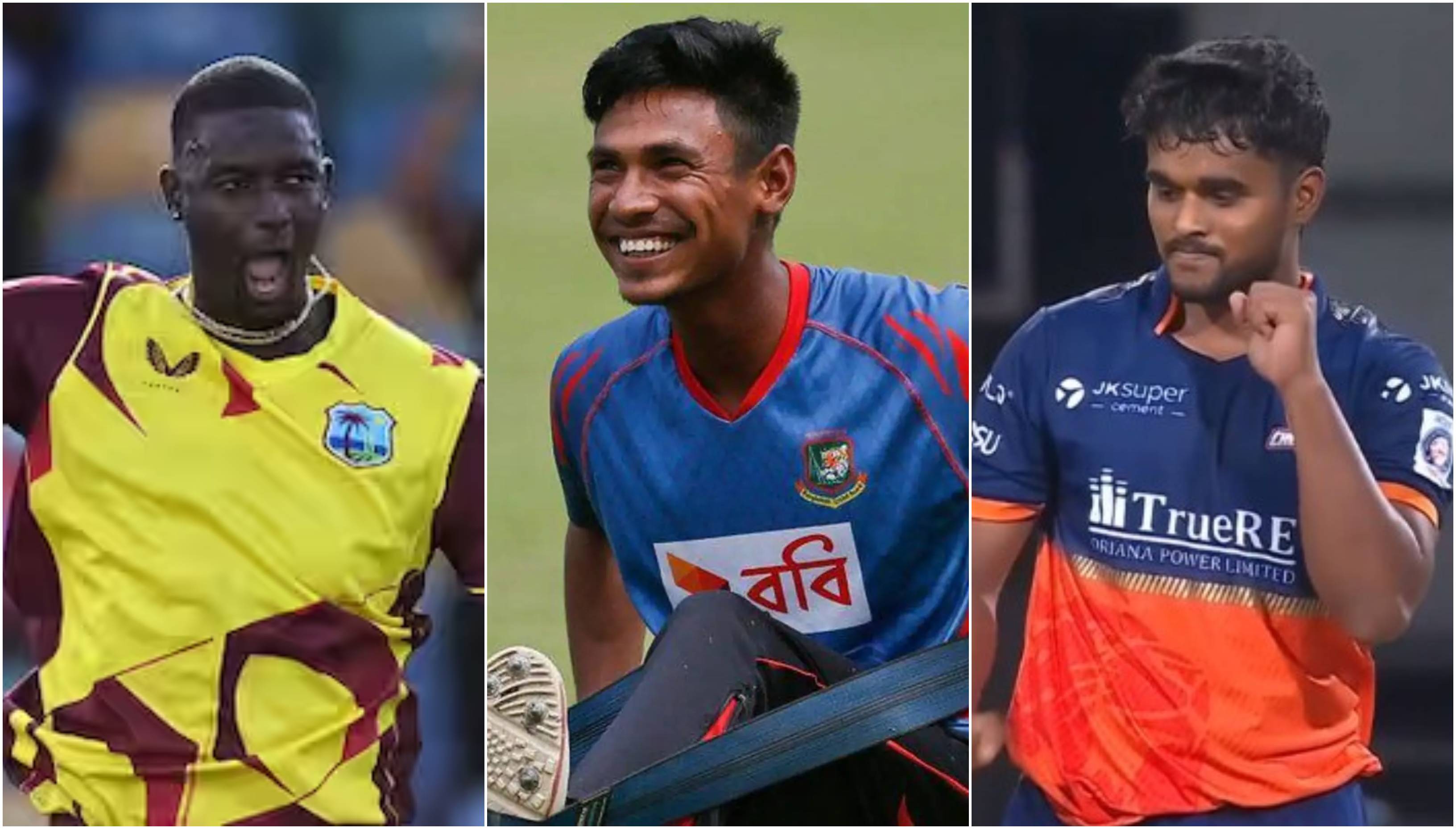 Jason Holder, Mustafizur Rahman and Mangesh Yadav | X