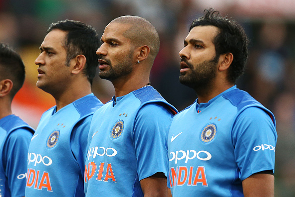 Indian cricketers during national anthem | GETTY