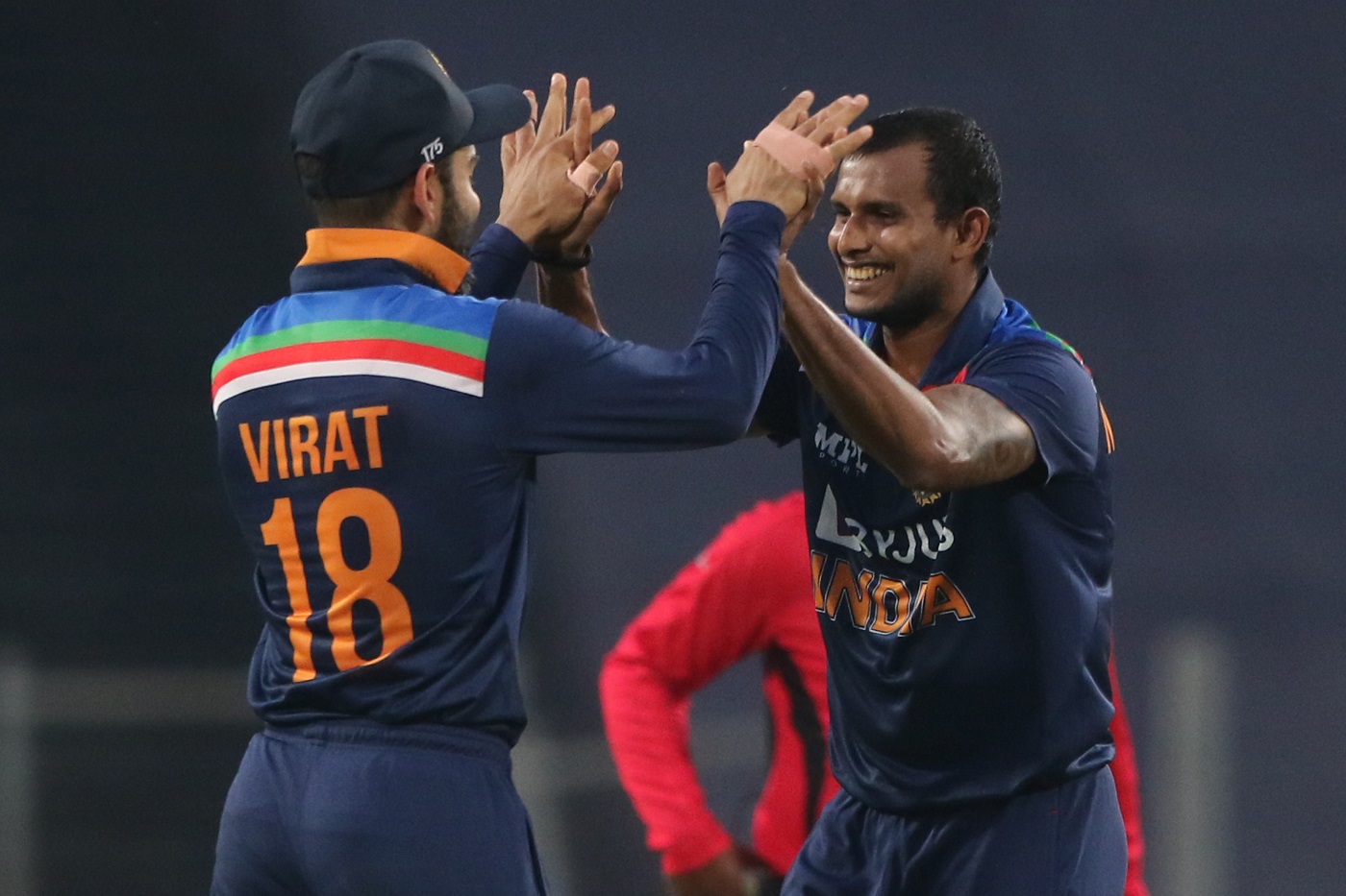 T Natarajan celebrating a wicket with Virat Kohli | BCCI