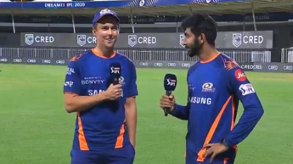 IPL 2020: WATCH – “I was very excited to be out there bowling with you”, Boult tells Bumrah